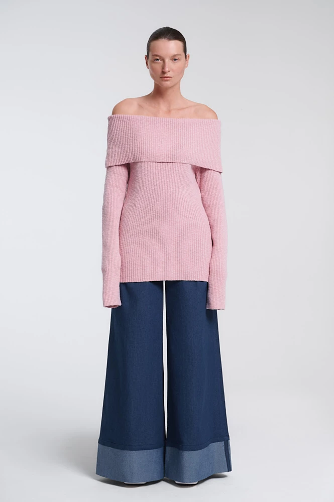 Джемпер с открытыми плечами из хлопка