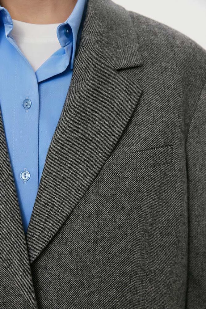 Жакет оверсайз однобортный из шерсти