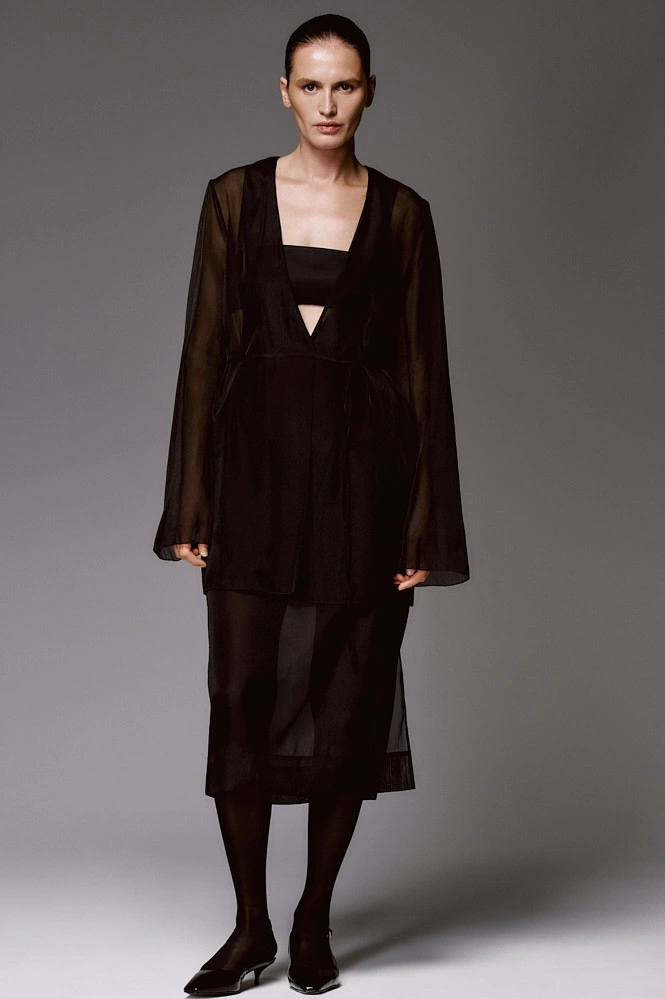 Юбка миди из прозрачной ткани