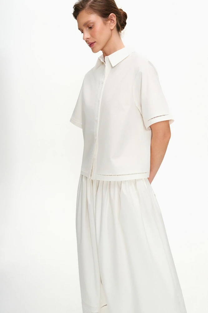 Рубашка из хлопка с кружевной тесьмой