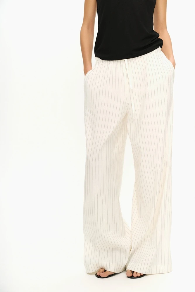 Брюки широкие на кулиске со льном