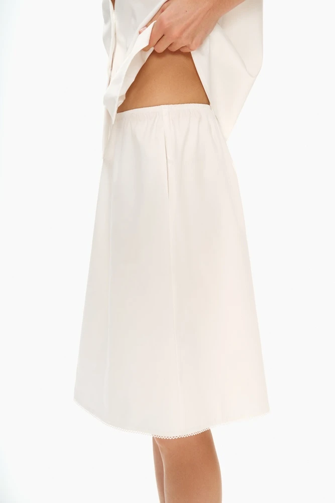 Юбка миди в бельевом стиле из хлопка