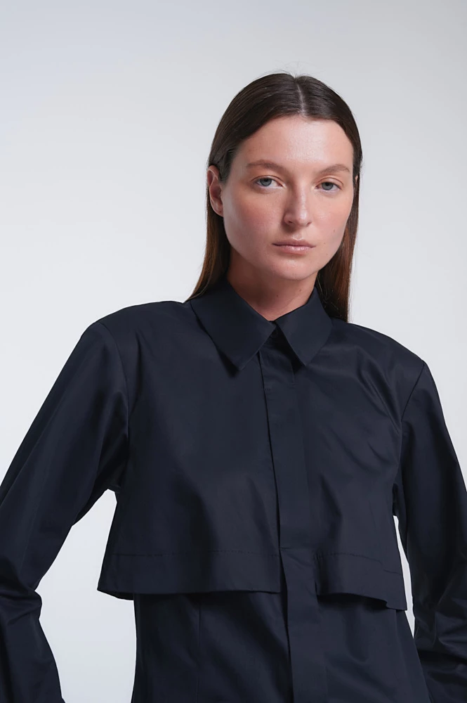 Платье-рубашка миди из смесового хлопка