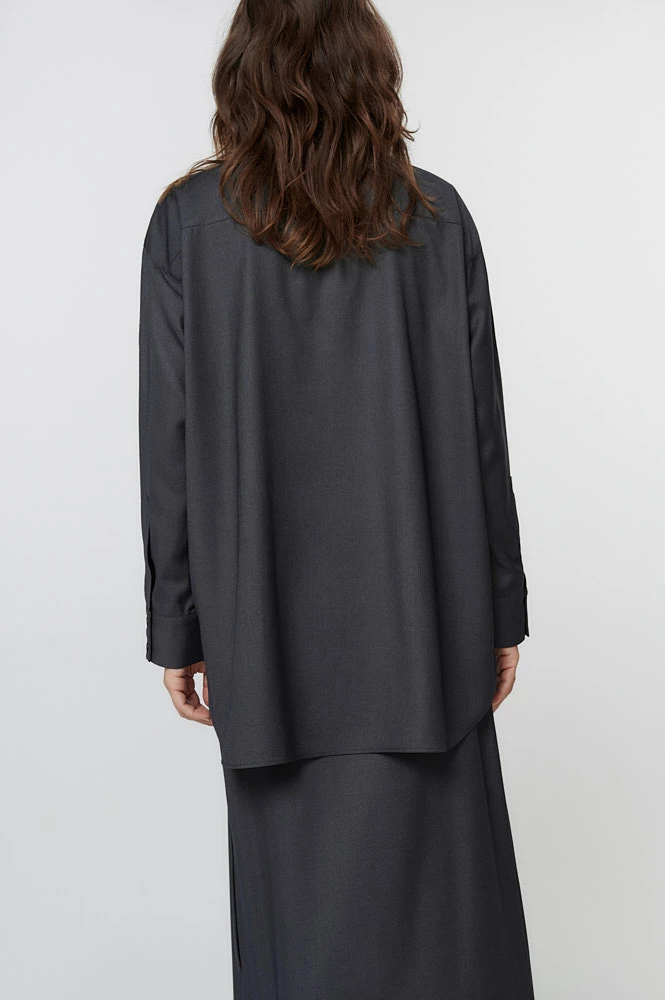 Рубашка прямого силуэта из костюмной ткани с шерстью