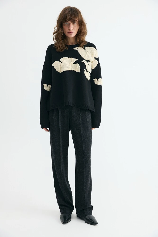 Джемпер с рельефным узором из шерсти