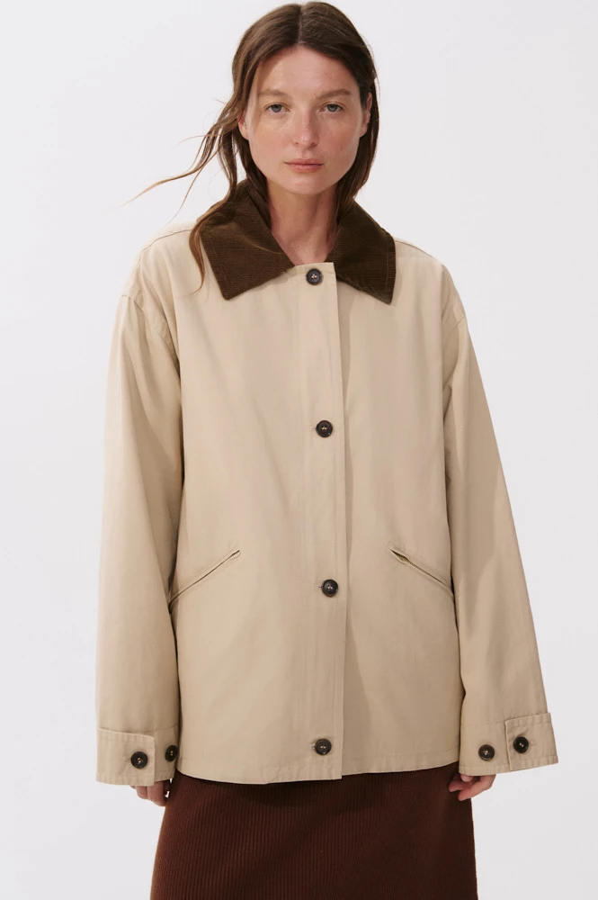 Куртка из хлопка с вельветовым воротником