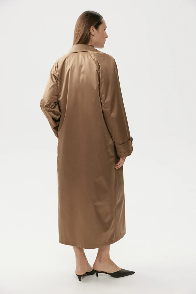 Тренч однобортный с сатиновым финишем