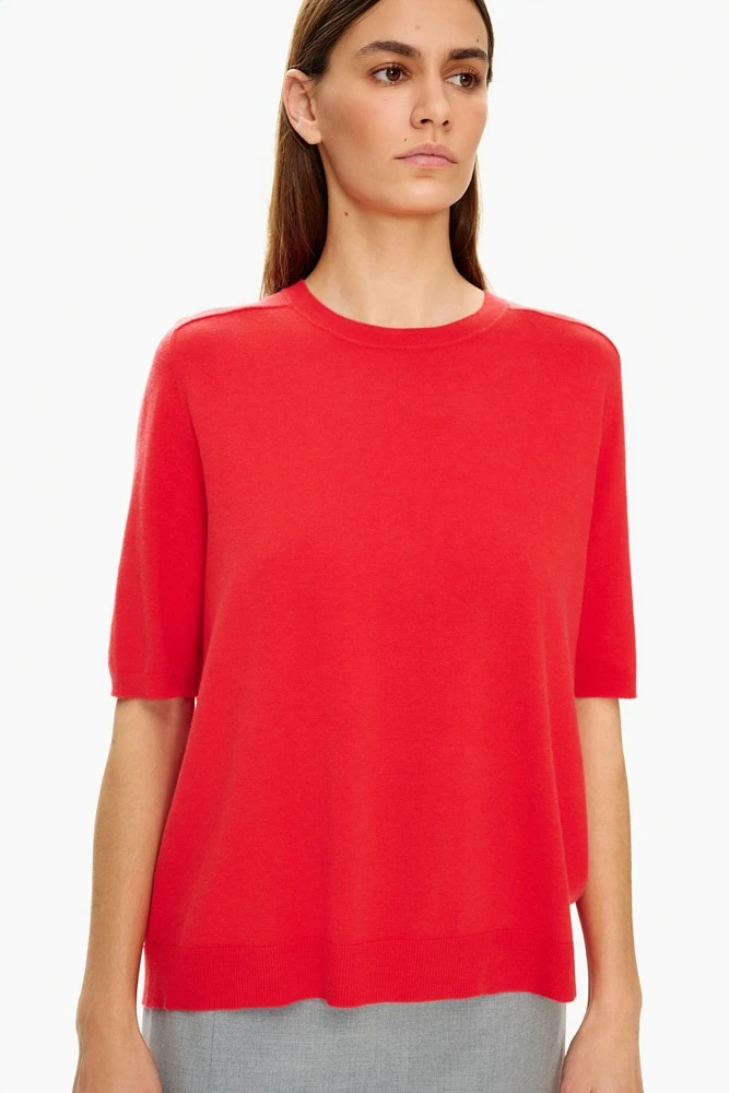 Джемпер с коротким рукавом из легкого смесового хлопка