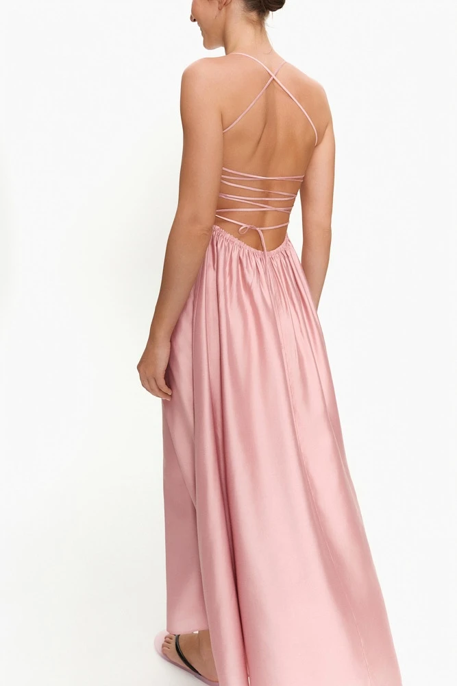 Платье макси с драпировкой и открытой спиной