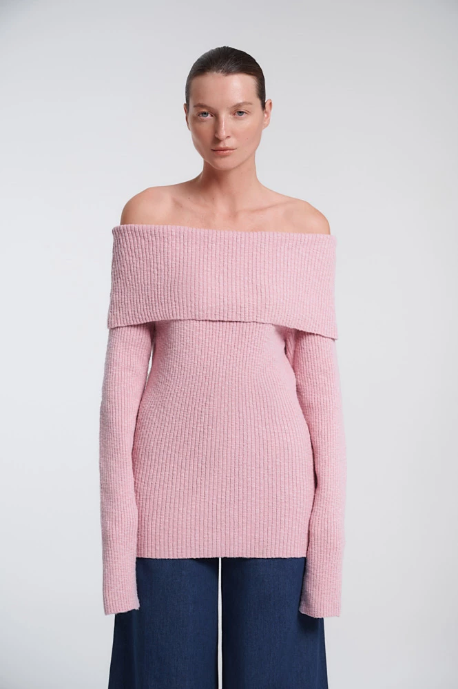 Джемпер с открытыми плечами из хлопка