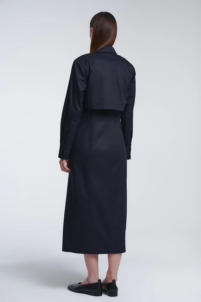 Платье-рубашка миди из смесового хлопка