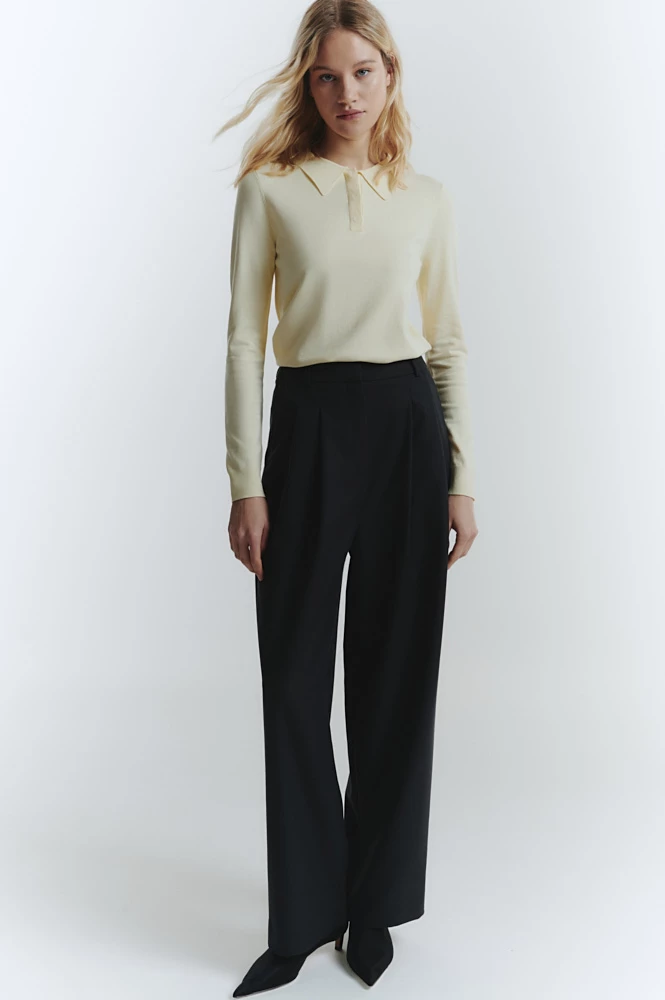 Джемпер-поло тонкой вязки