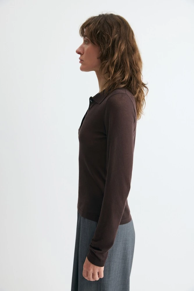 Поло из полупрозрачного трикотажа