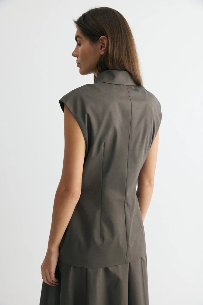 Рубашка с коротким рукавом на молнии