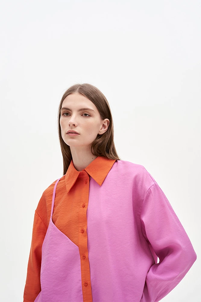 Рубашка асимметрия колорблок