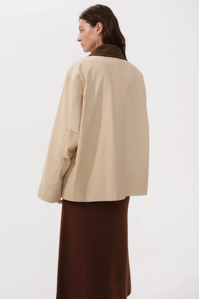 Куртка из хлопка с вельветовым воротником