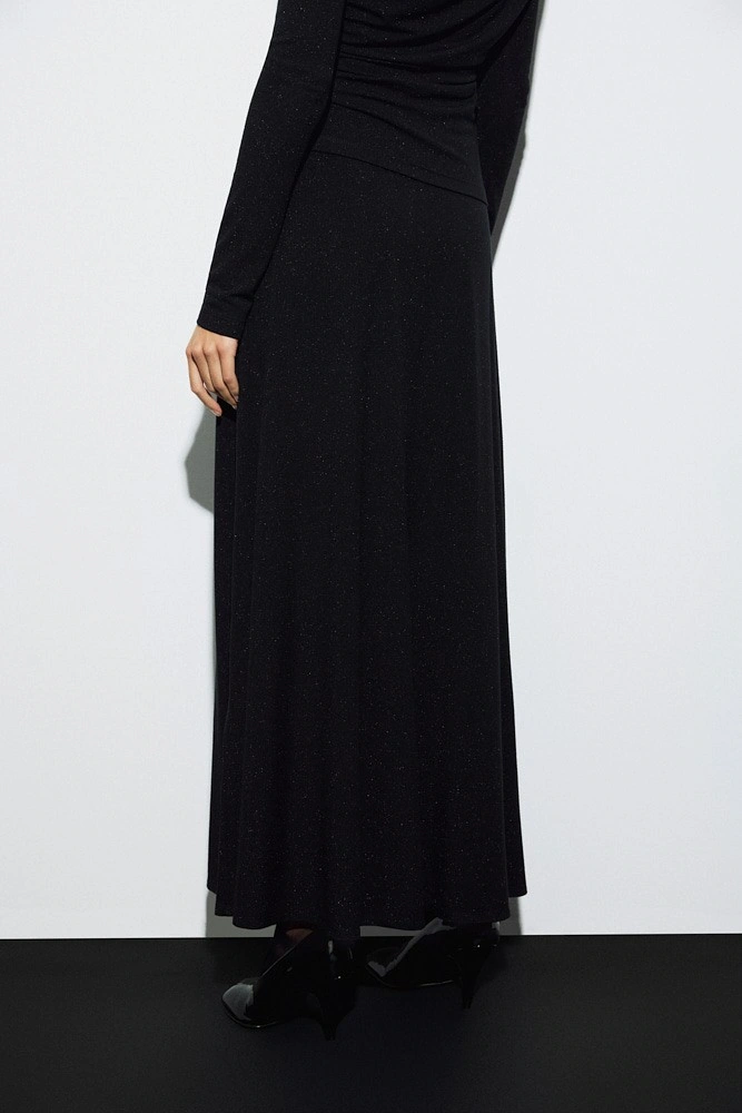 Юбка макси из трикотажа с люрексом