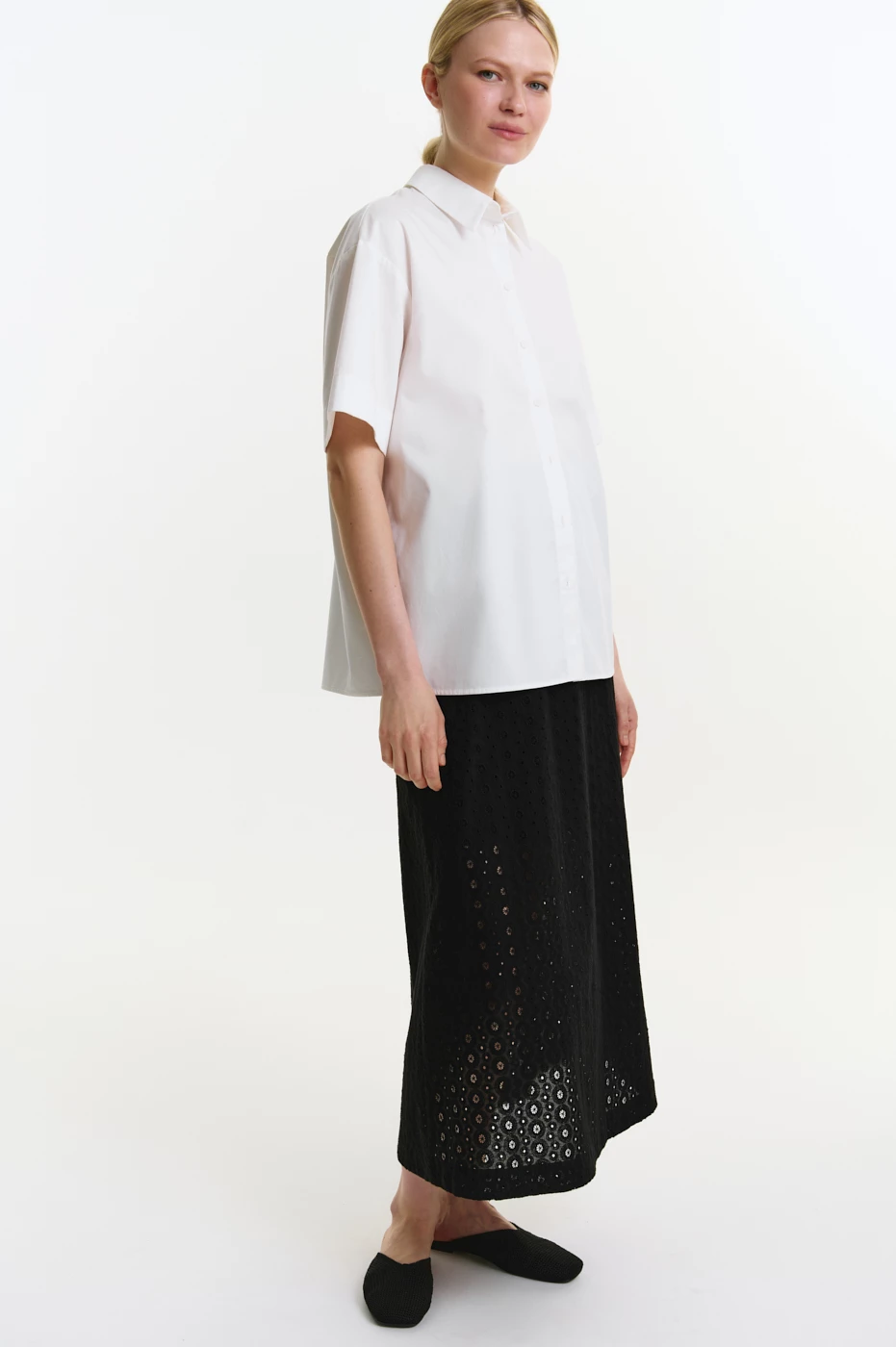 Юбка макси из хлопка Broderie Anglaise Юбка макси из хлопка Broderie Anglaise