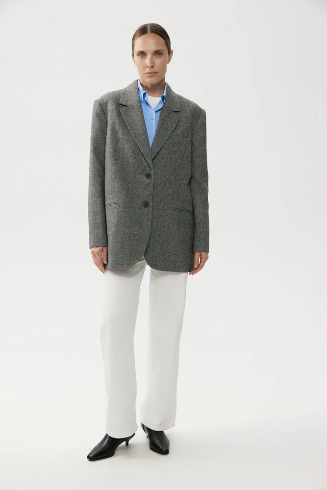 Жакет оверсайз однобортный из шерсти