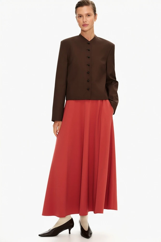 Юбка расклешённая из костюмной ткани