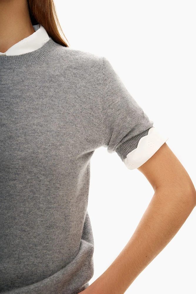 Джемпер с коротким рукавом с кашемиром