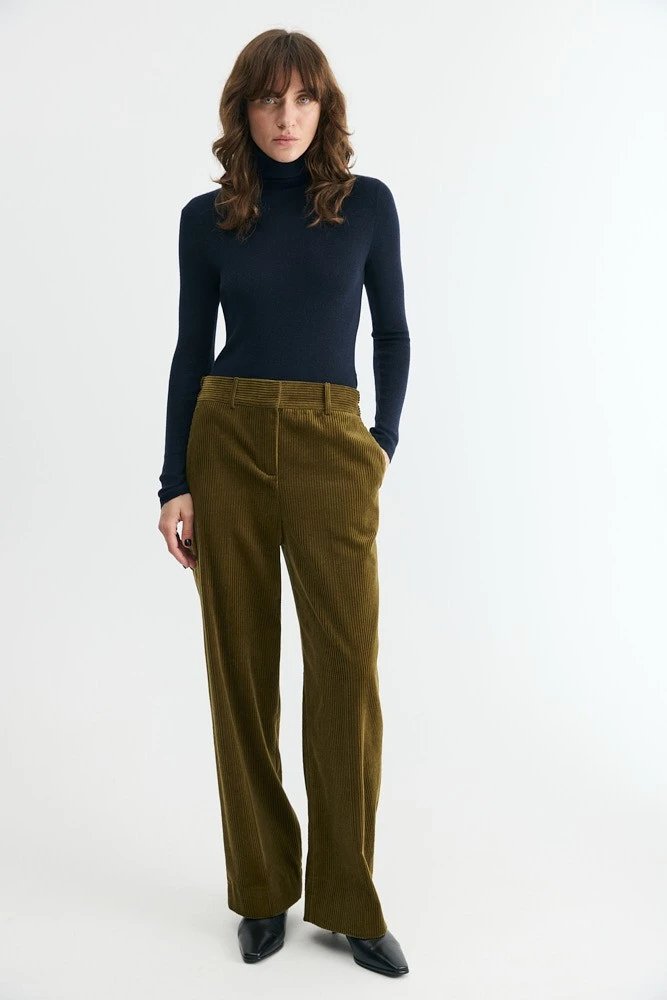 Брюки вельвет с заниженной талией