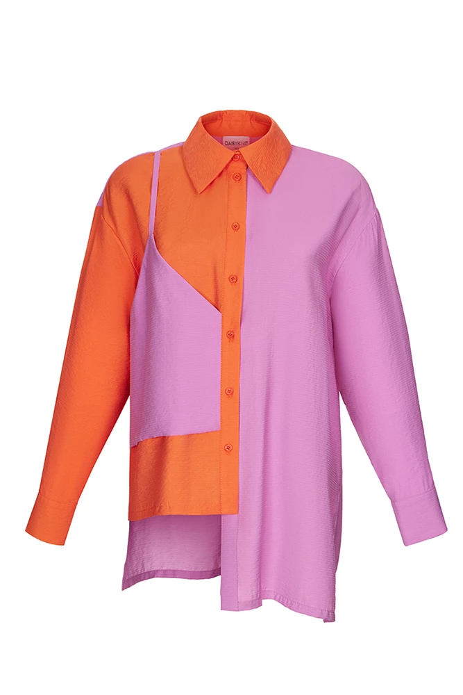 Рубашка асимметрия колорблок