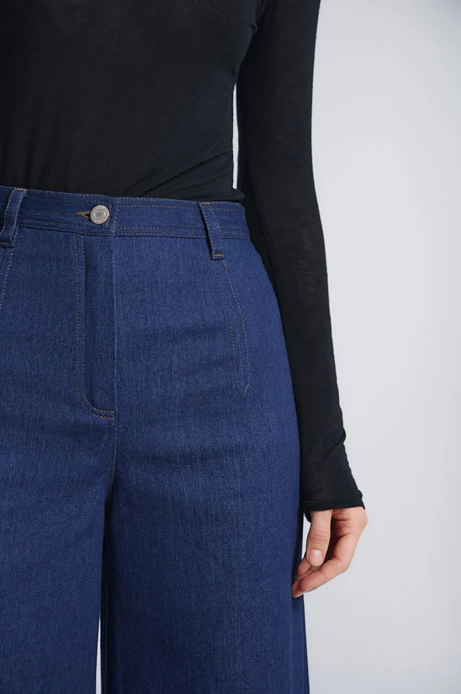 Широкие джинсы с высоким отворотом