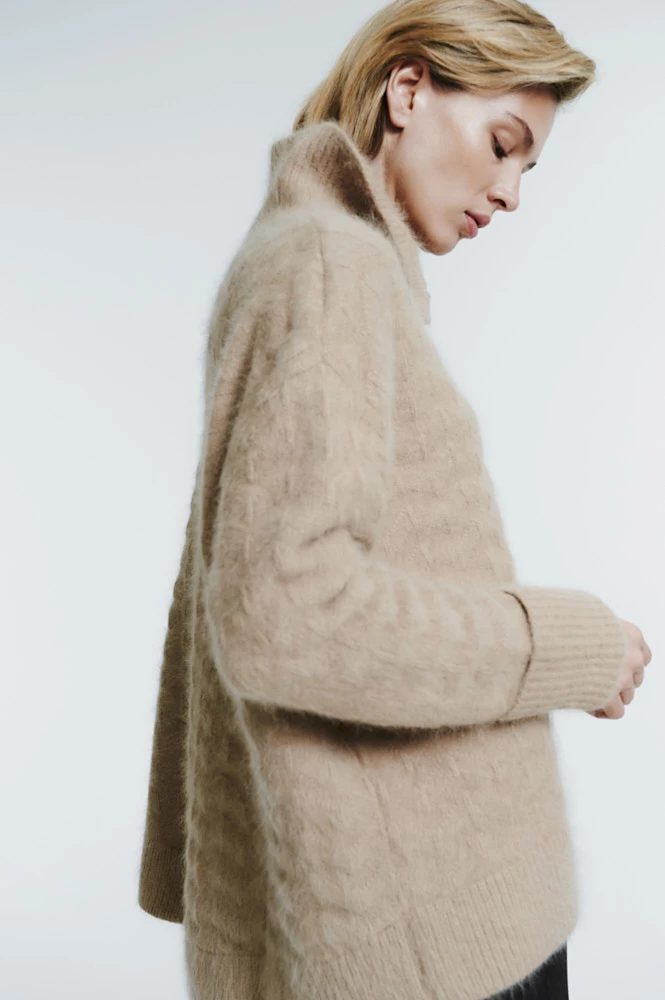 Свитер поло фактурный из ангоры