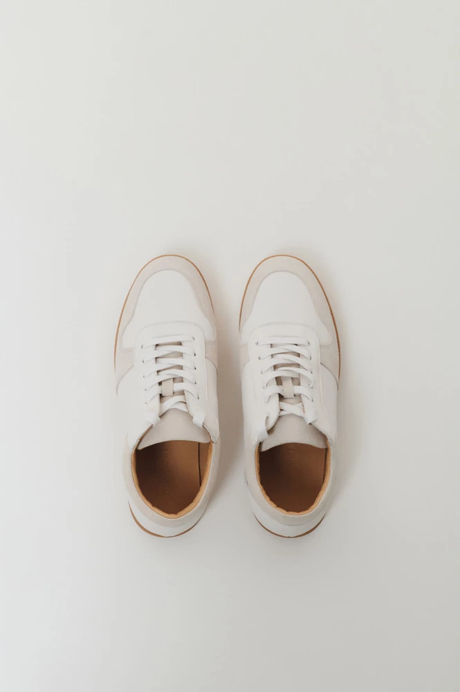 Кроссовки из кожи с замшевыми вставками