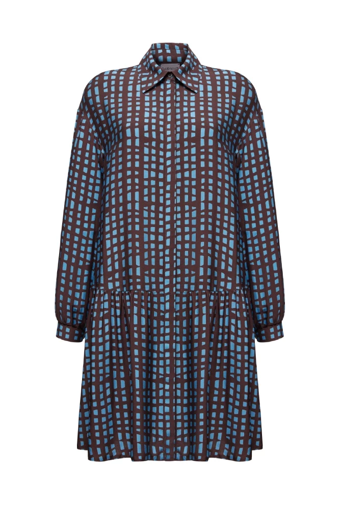 Платье-рубашка мини со сборками