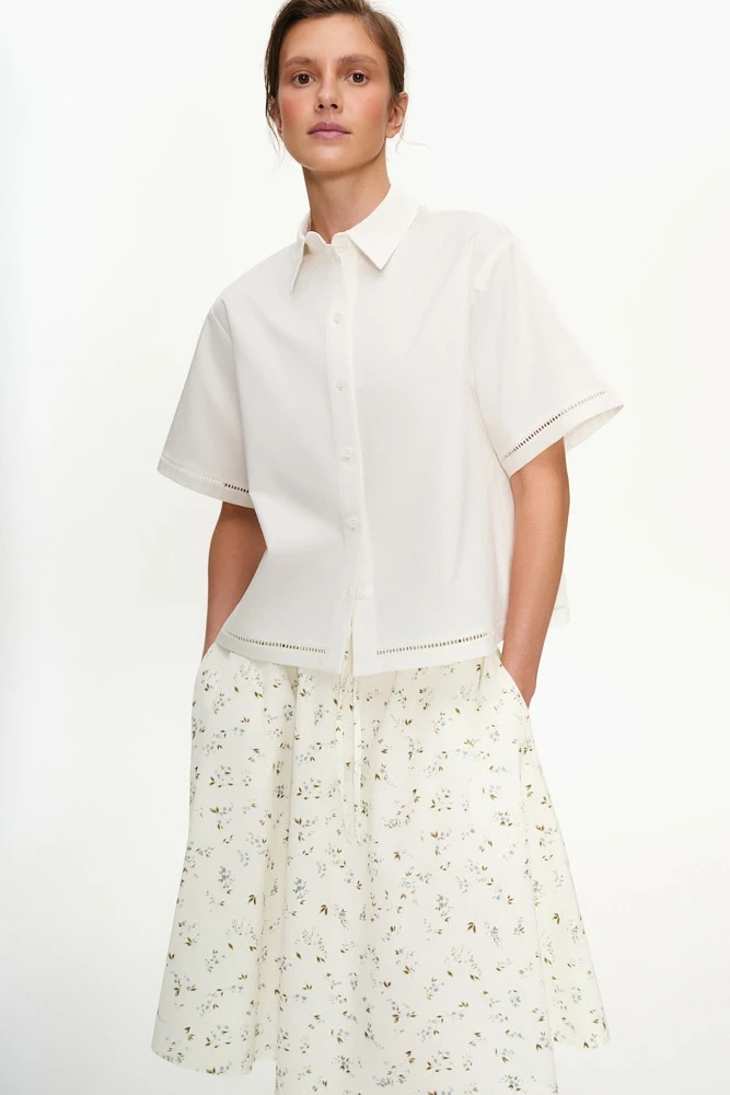 Рубашка из хлопка с кружевной тесьмой