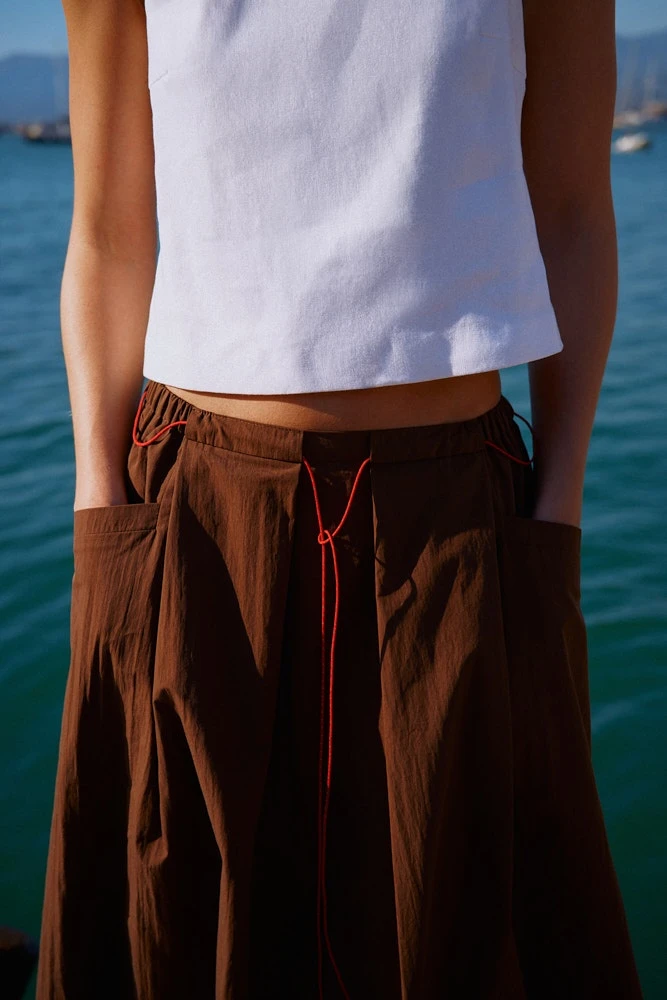 Юбка миди А-силуэта из хлопка