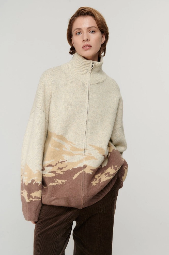 Кардиган оверсайз из шерсти с принтом