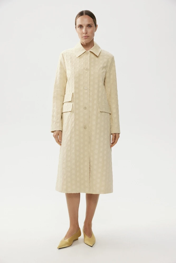 Тренч из хлопкового жаккарда с цветами