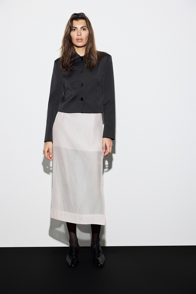 Юбка миди прозрачная с вышивкой бисером