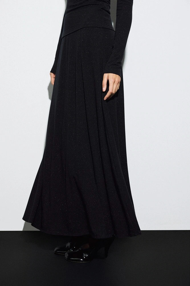 Юбка макси из трикотажа с люрексом