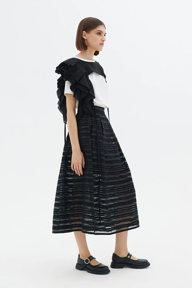 Юбка миди с встречными складками