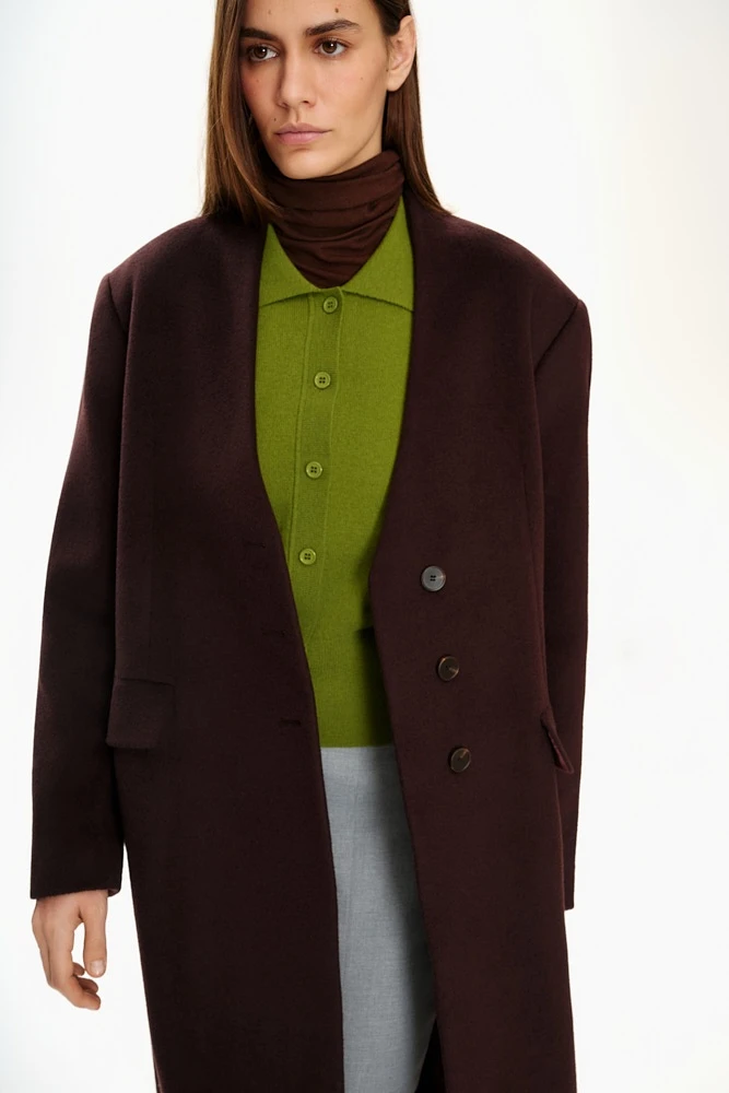 Пальто однобортное из шерсти