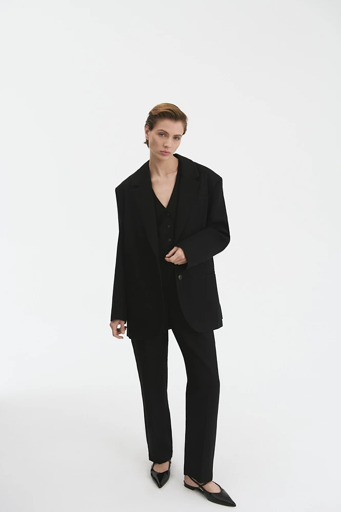 Брюки зауженные со льном