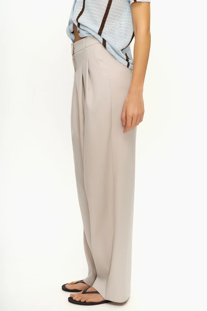 Брюки широкие со льном