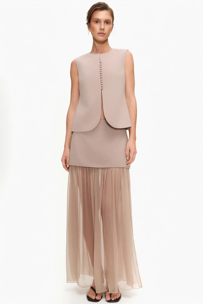 Юбка макси двойная из вискозы крэш