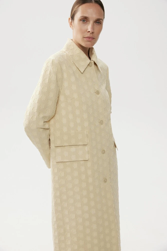 Тренч из хлопкового жаккарда с цветами