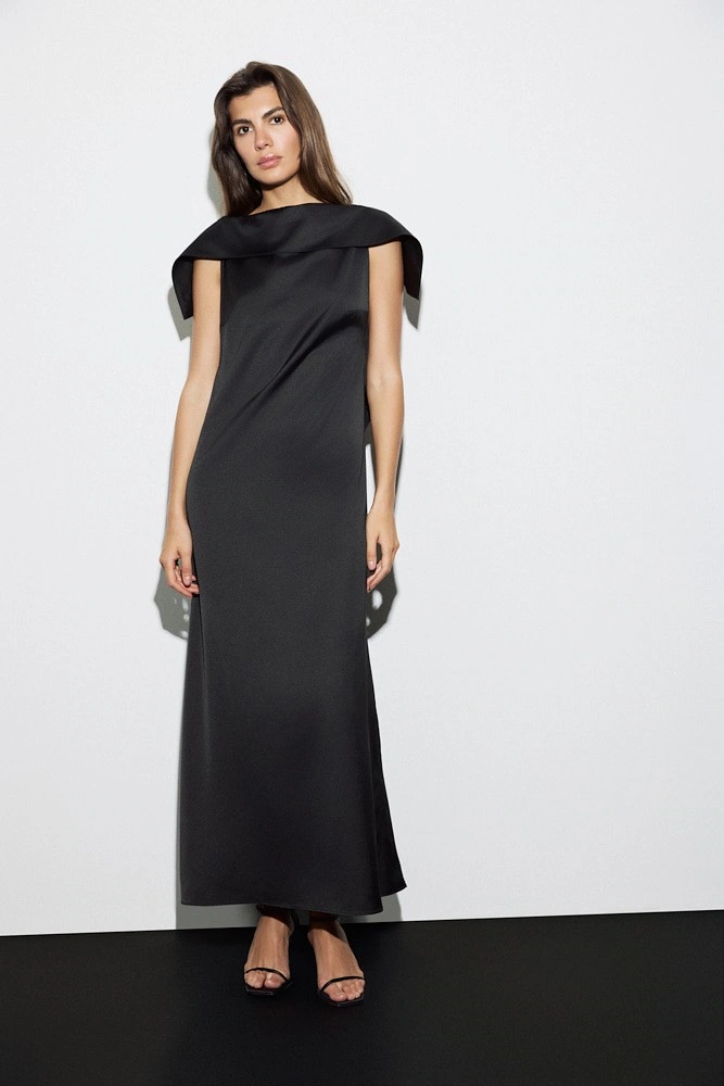 Платье миди с открытой спиной из атласной ткани