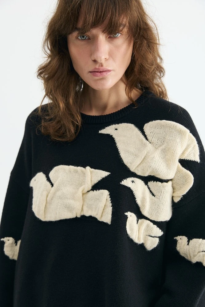 Джемпер с рельефным узором из шерсти