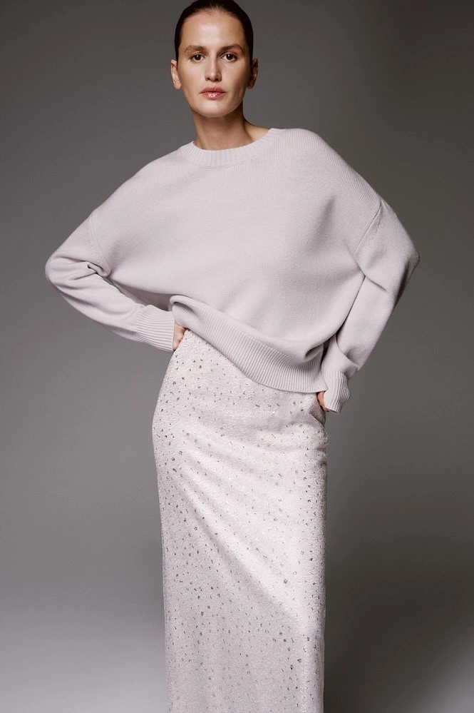 Свитер оверсайз с круглой горловиной из шерсти и кашемира