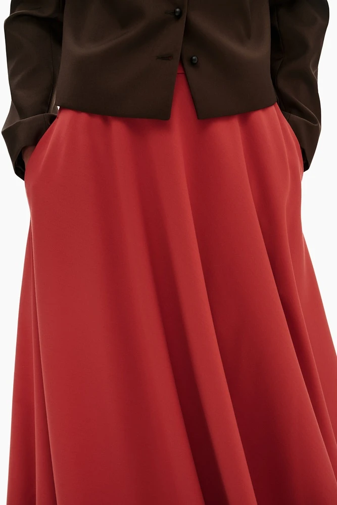 Юбка расклешённая из костюмной ткани