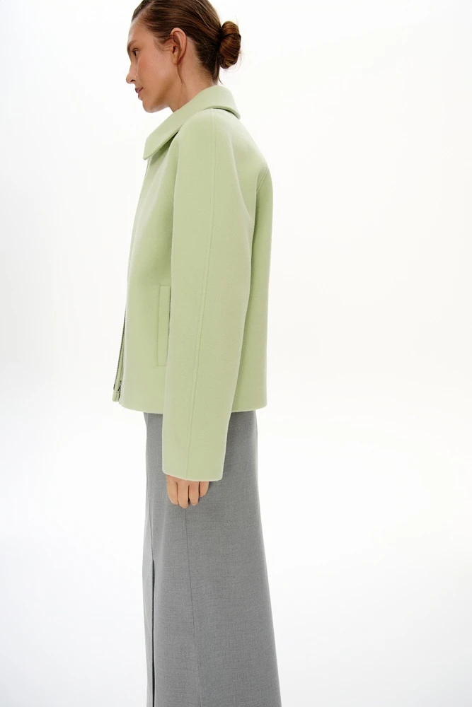 Пальто укороченное из шерсти с кашемиром