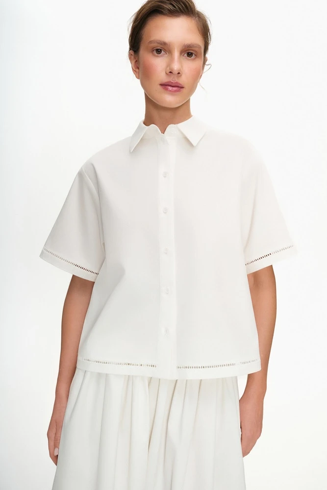 Рубашка из хлопка с кружевной тесьмой