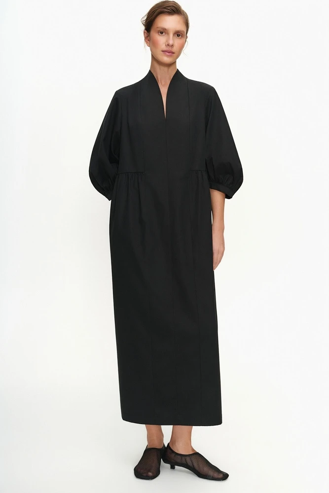 Платье миди А - силуэта из хлопка